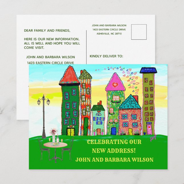 Carte Postale Faire-part Nous avons déménagé des maisons d'appartements de  (Devant / Derrière)