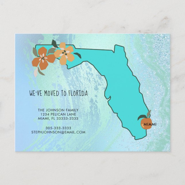 Carte Postale Faire-part Nous avons déménagé en Floride Nouvelle adresse (Devant)