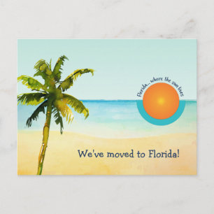Carte Postale Faire-part Nous avons déménagé en Floride Plage Scène Changem