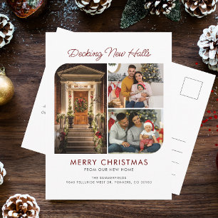 Carte Postale Faire-part Nous avons déménagé Famille de Noël 3 Photos Démén