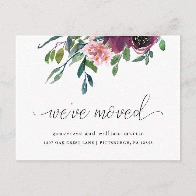 Carte Postale Faire-part Nous avons déménagé Floral Changement d'adresse (Devant)