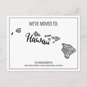 Carte Postale Faire-part Nous avons déménagé Floral Mandala Hawaii State