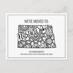 Carte Postale Faire-part Nous avons déménagé Floral Mandala North Dakota St