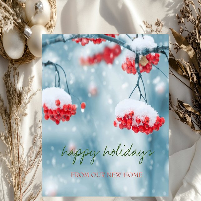 Carte Postale Faire-part Nous Avons Déménagé, Holly Berries Fête De Neige (Créateur téléchargé)