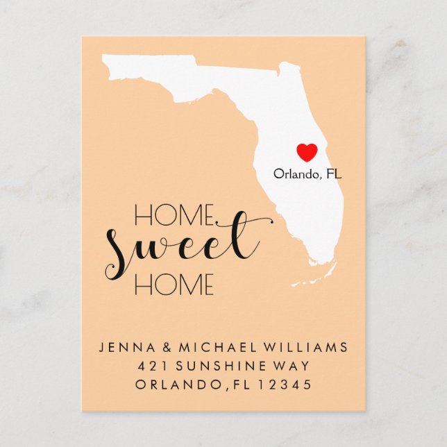 Carte Postale Faire-part Nous avons déménagé | Home Sweet Home Floride (Devant)