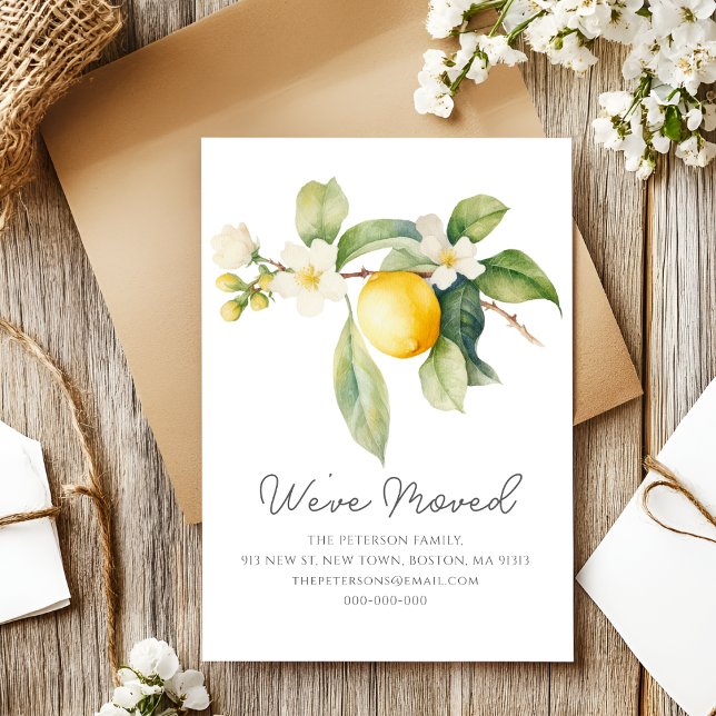 Carte Postale Faire-part Nous avons déménagé | Lemon Blossom Nouvelle Adres (Créateur téléchargé)