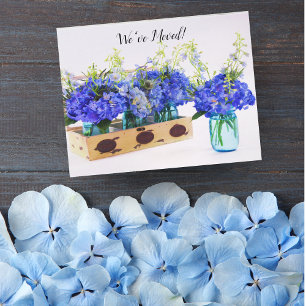 Carte Postale Faire-part Nous avons déménagé les hortensias bleus dans une 