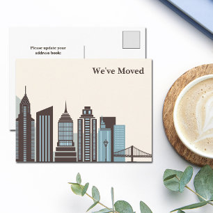 Carte Postale Faire-part Nous avons déménagé Moderne Ville Pont Skyline Mov