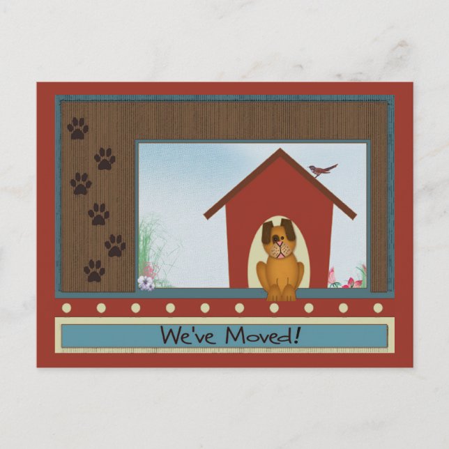 Carte Postale Faire-part Nous avons déménagé Niche pour chien mignonne avec (Devant)