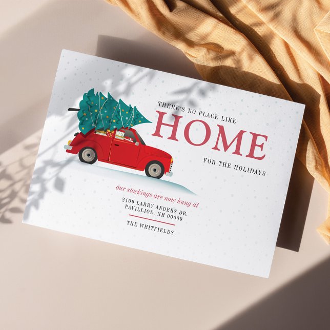 Carte Postale Faire-part Nous avons déménagé Noël Nouvelle adresse Voiture  (Moving Home Update Christmas Holidays Announcement Postcard)