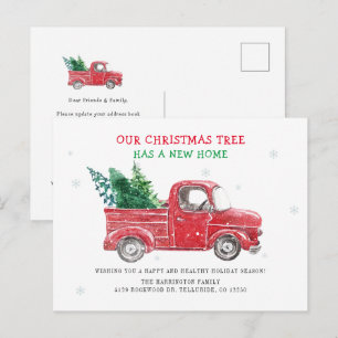Carte Postale Faire-part Nous avons déménagé Noël Vacances Camion Rouge Dém