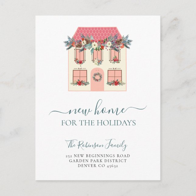 Carte Postale Faire-part Nous avons déménagé nouvelle maison vacances Noël  (Devant)