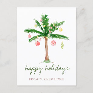 Carte Postale Faire-part Nous Avons Déménagé, Palmier À Boules De Noël