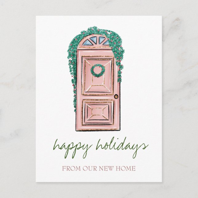 Carte Postale Faire-part Nous Avons Déménagé, Porte De Noël (Devant)