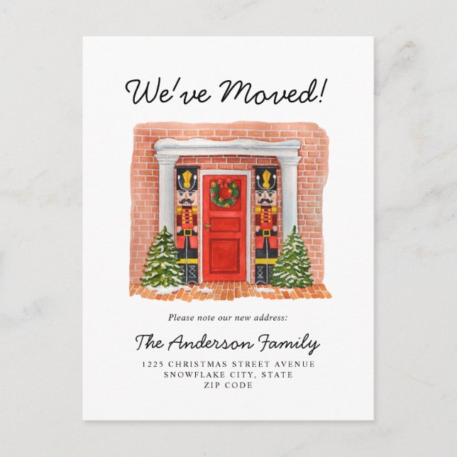 Carte Postale Faire-part Nous avons Déménagé Porte Rouge Nutcracker Holiday (Devant)
