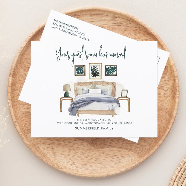 Carte Postale Faire-part Nous avons déménagé Script de déménagement de cham (We Have Moved Moving Announcement Boho Card)