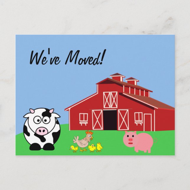 Carte Postale Faire-part Nous avons déménagé (Style ferme animale) (Devant)