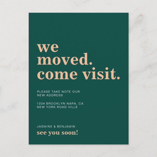 Carte Postale Faire-part Nous avons déménagé Venez visiter Dark Green Movin (Devant)
