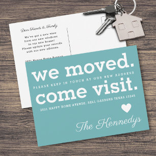 Carte Postale Faire-part Nous avons déménagé Venez visiter Typographie Nouv