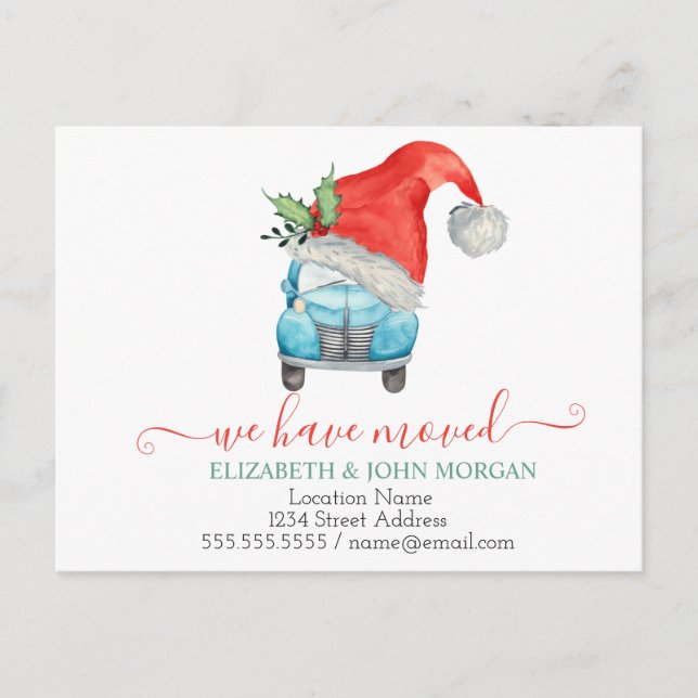 Carte Postale Faire-part Nous avons déménagé  Voiture Santa Car Noël  (Devant)
