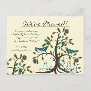 Carte Postale Faire-part Nous avons déplacé des oiseaux Vintages Turquoises