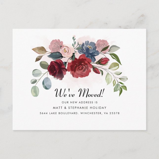 Carte Postale Faire-part Nous avons déplacé Floral Nouvelle Adresse Déplace (Devant)