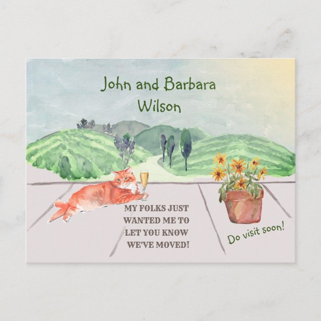 Carte Postale Faire-part Nous avons déplacé Fun Famille Chat Célèbre Déplac (Devant)