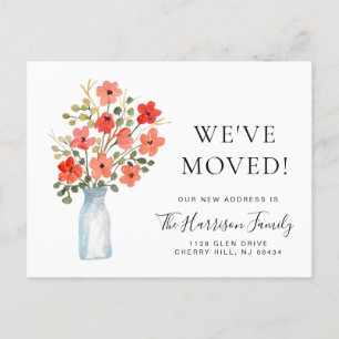 Carte Postale Faire-part Nous Avons Déplacé L'Aquarelle Florale Déménagemen