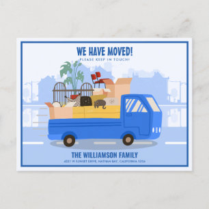Carte Postale Faire-part Nous avons déplacé le camion bleu sur la route en 