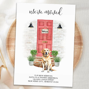 Carte Postale Faire-part Nous avons déplacé le chien de porte rouge du Labr