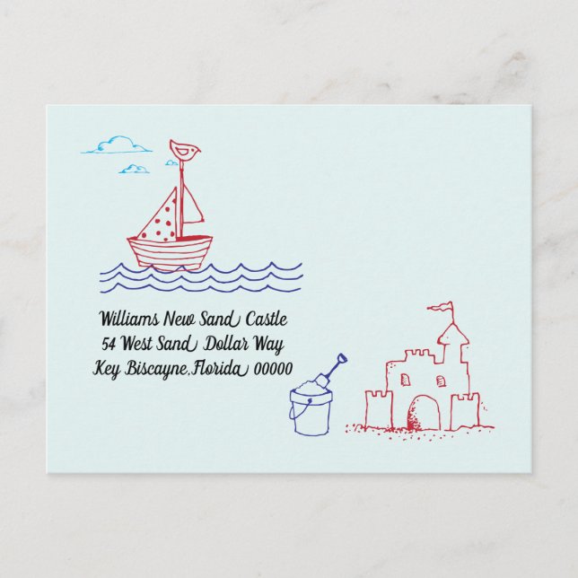 Carte Postale Faire-part Nous avons déplacé le nouveau bateau à voile (Devant)