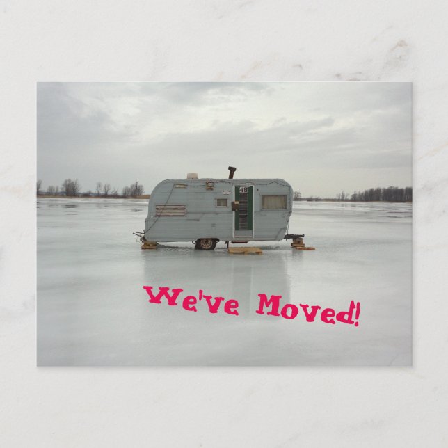 Carte Postale Faire-part Nous avons déplacé remorque Caravan (Devant)