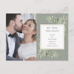 Carte Postale Faire-part Nous Avons Lié Le Mariage Photo Knot Sage Greenery