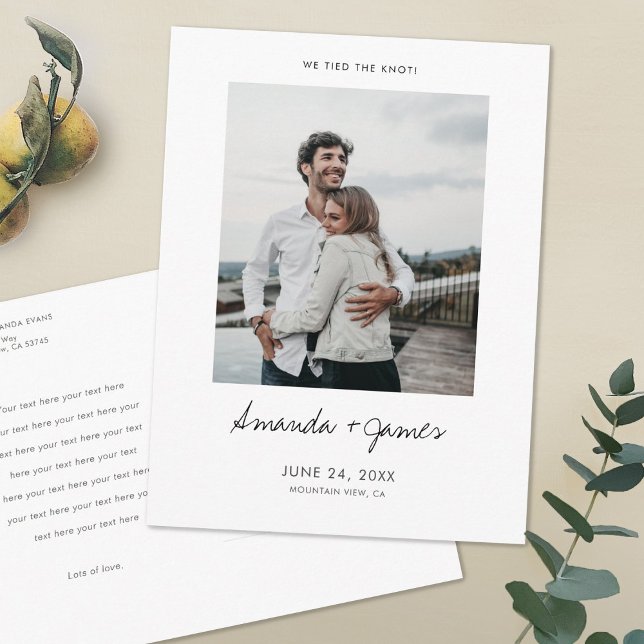 Carte Postale Faire-part Nous avons mis le noeud en quatre ! Mariage Elopem (Créateur téléchargé)