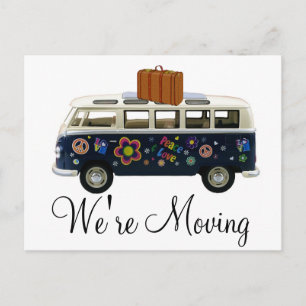 Carte Postale Faire-part Nous déplaçons Retro Van Notification Postcards