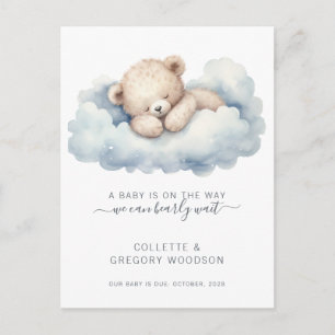 Carte Postale Faire-part Nous pouvons à peine attendre bébé ours en nuage G