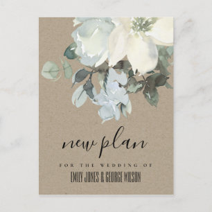 CARTE POSTALE FAIRE-PART NOUVEAU PROJET DE MARIAGE EN GERBE FLORALE BLANC I