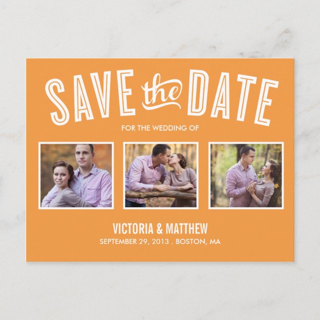 CARTE POSTALE FAIRE-PART NOUVEAU RETRO | ENREGISTREZ LA DATE ANNONCE (Devant)