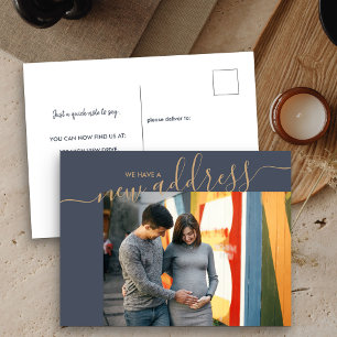 Carte Postale Faire-part Nouveau Script d'Adresse Élégant Photo Déménagemen