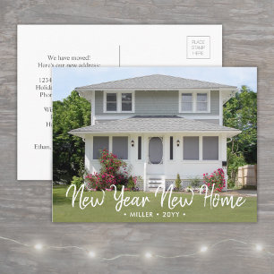 Carte Postale Faire-part Nouvel An Nouveau Accueil Script Photo Holiday Mov