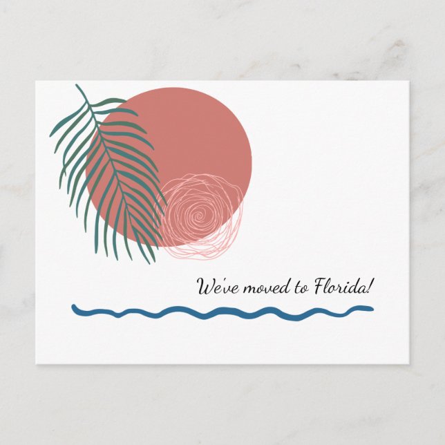 Carte Postale Faire-part Nouvelle adresse Abstraite Sun et Palm Frond (Devant)