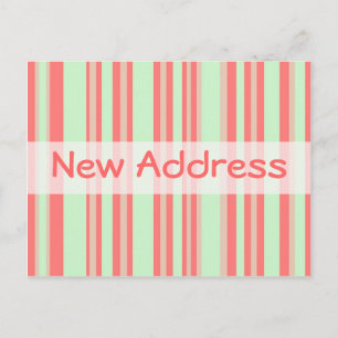 Carte Postale Faire-part Nouvelle adresse bandes orange et vert