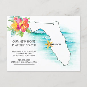 Carte Postale Faire-part Nouvelle adresse de maison de plage en Floride