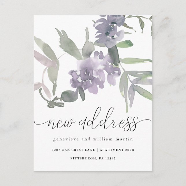 Carte Postale Faire-part Nouvelle adresse Delicate Floral Changement d'adre (Devant)