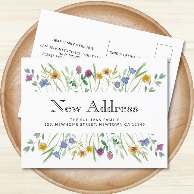 Carte Postale Faire-part Nouvelle adresse Floral Déplacement (Créateur téléchargé)