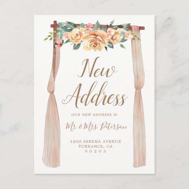 Carte Postale Faire-part Nouvelle adresse Floral | Russe Nouveau foyer (Devant)