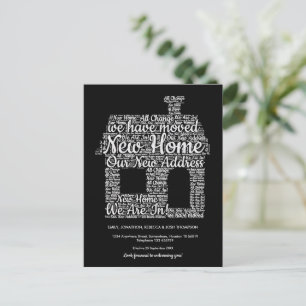 Carte Postale Faire-part Nouvelle adresse Maison Forme Mot Art Phrases de d