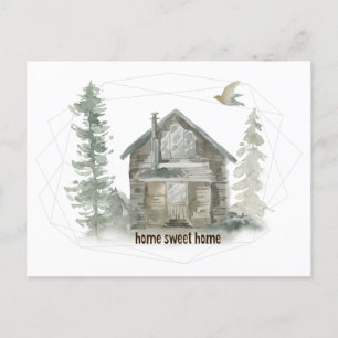 Carte Postale Faire-part Nouvelle adresse Rustic Cabine Accueil Sweet Home