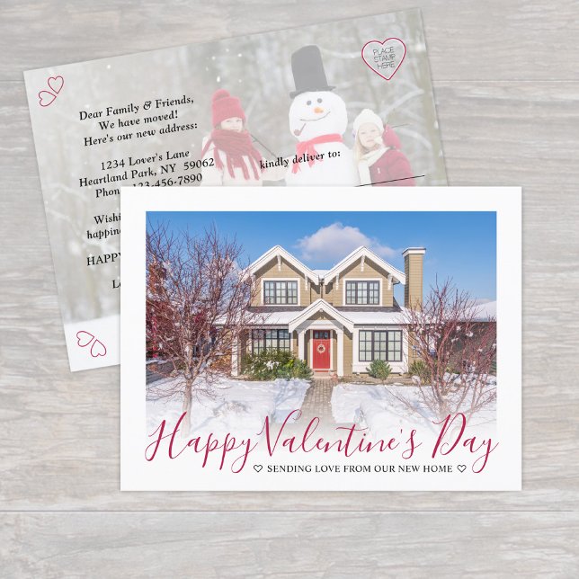 Carte Postale Faire-part Nouvelle adresse Saint Valentin Amour 2 Photos Dém (Créateur téléchargé)