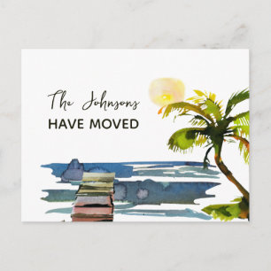 Carte Postale Faire-part Nouvelle adresse Waterfront Palm Tree Moving